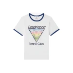Casablanca White Tennis Club Icon Cropped Ringer Short Sleeve T-Shirt | T-Shirt | Luxury Shoes 