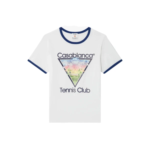 White Tennis Club Icon Cropped Ringer Short Sleeve T-Shirt