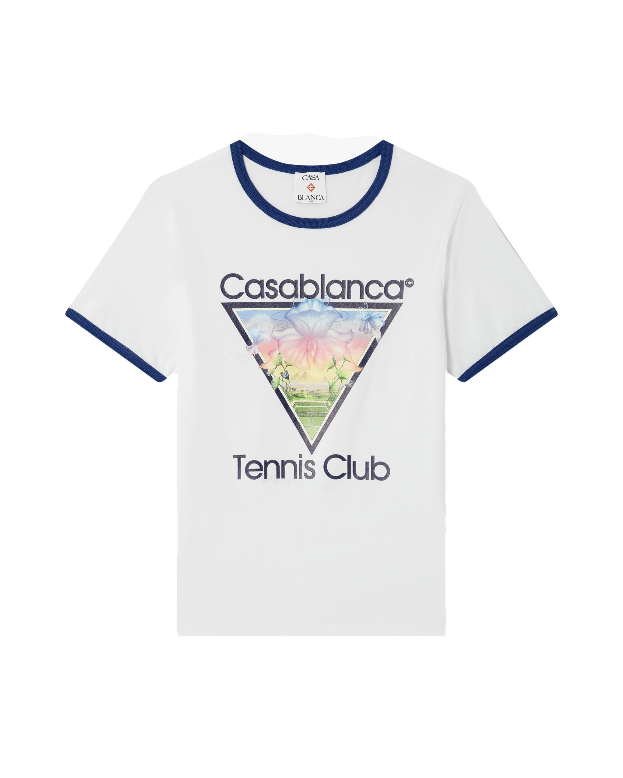 Casablanca White Tennis Club Icon Cropped Ringer Short Sleeve T-Shirt Casablanca White Tennis Club Icon Cropped Ringer Short Sleeve T-Shirt | T-Shirt | Luxury Shoes