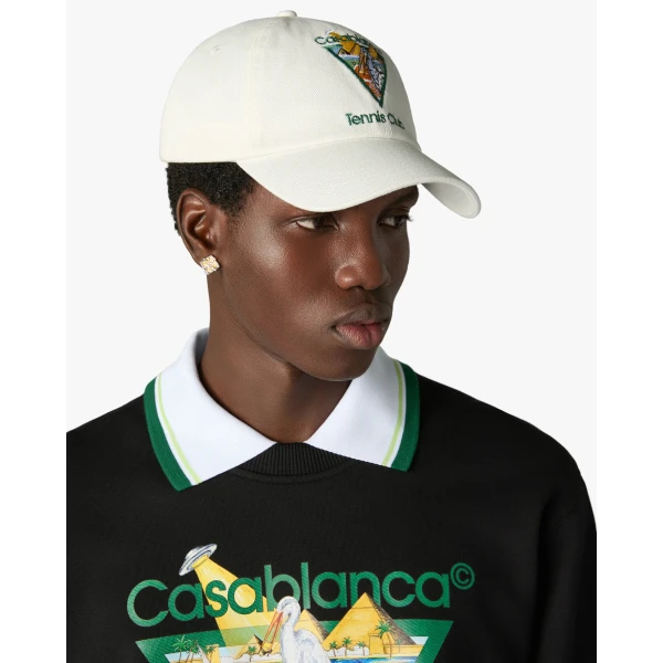 Casablanca White Tennis Club Icon Pyramid Abduction Cap | Hats | Luxury Shoes 