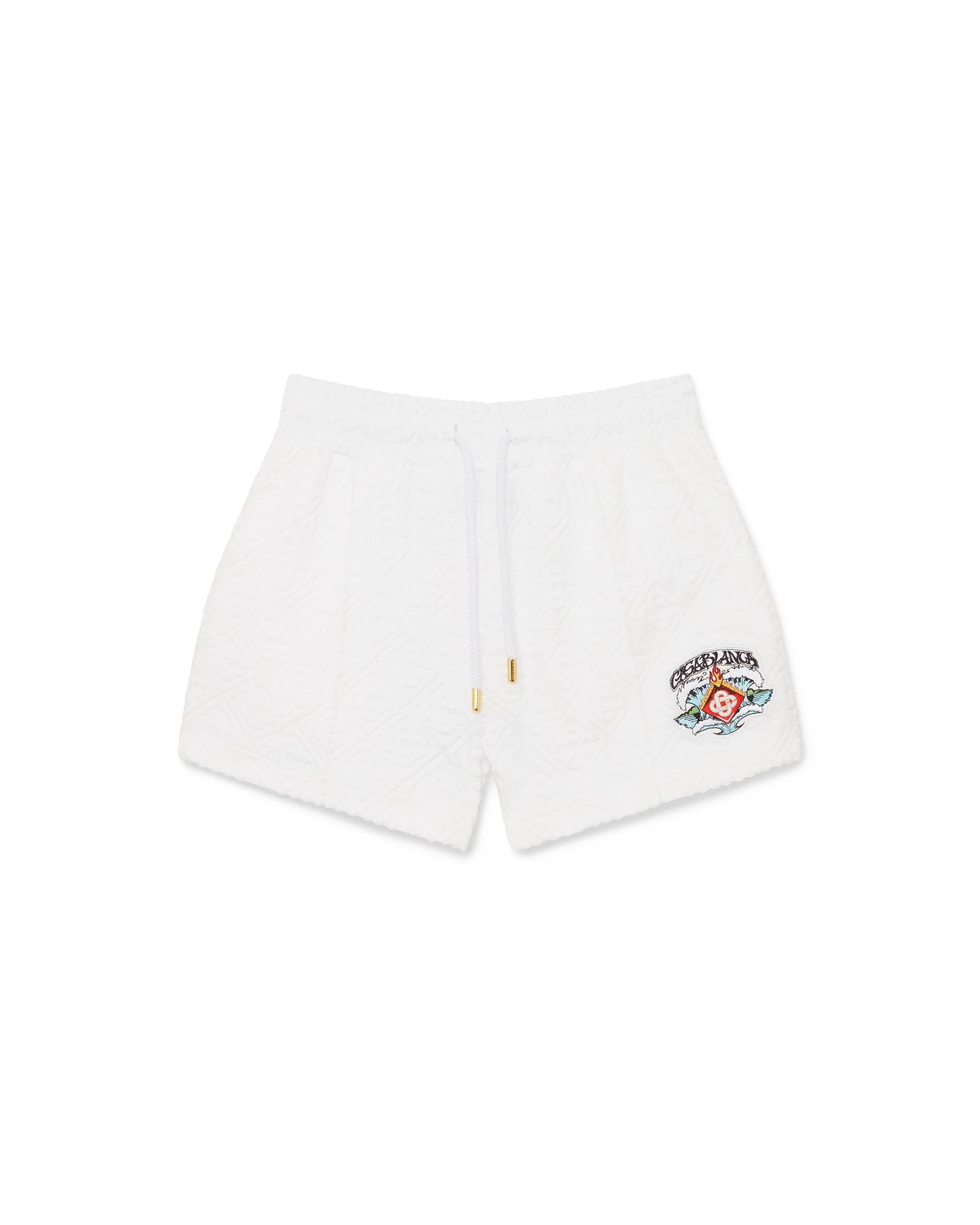 Casablanca White Waves Monogram Towelling Shorts Casablanca White Waves Monogram Towelling Shorts | Shorts | Luxury Shoes