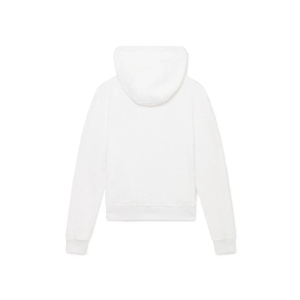 Casablanca White Waves Monogram Towelling Zip-Up Hooded Sweatshirt | Hoodies | Luxury Shoes 