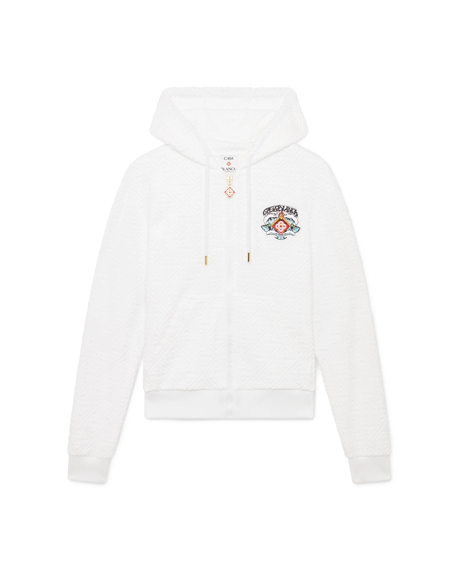 Casablanca White Waves Monogram Towelling Zip-Up Hooded Sweatshirt Casablanca White Waves Monogram Towelling Zip-Up Hooded Sweatshirt | Hoodies | Luxury Shoes
