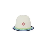Casablanca White and Green Stripe Crochet Hat | Hats | Luxury Shoes 