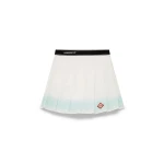Casablanca White and Green Stripe Pleated Mini Skirt | Pleated Skirts | Luxury Shoes 