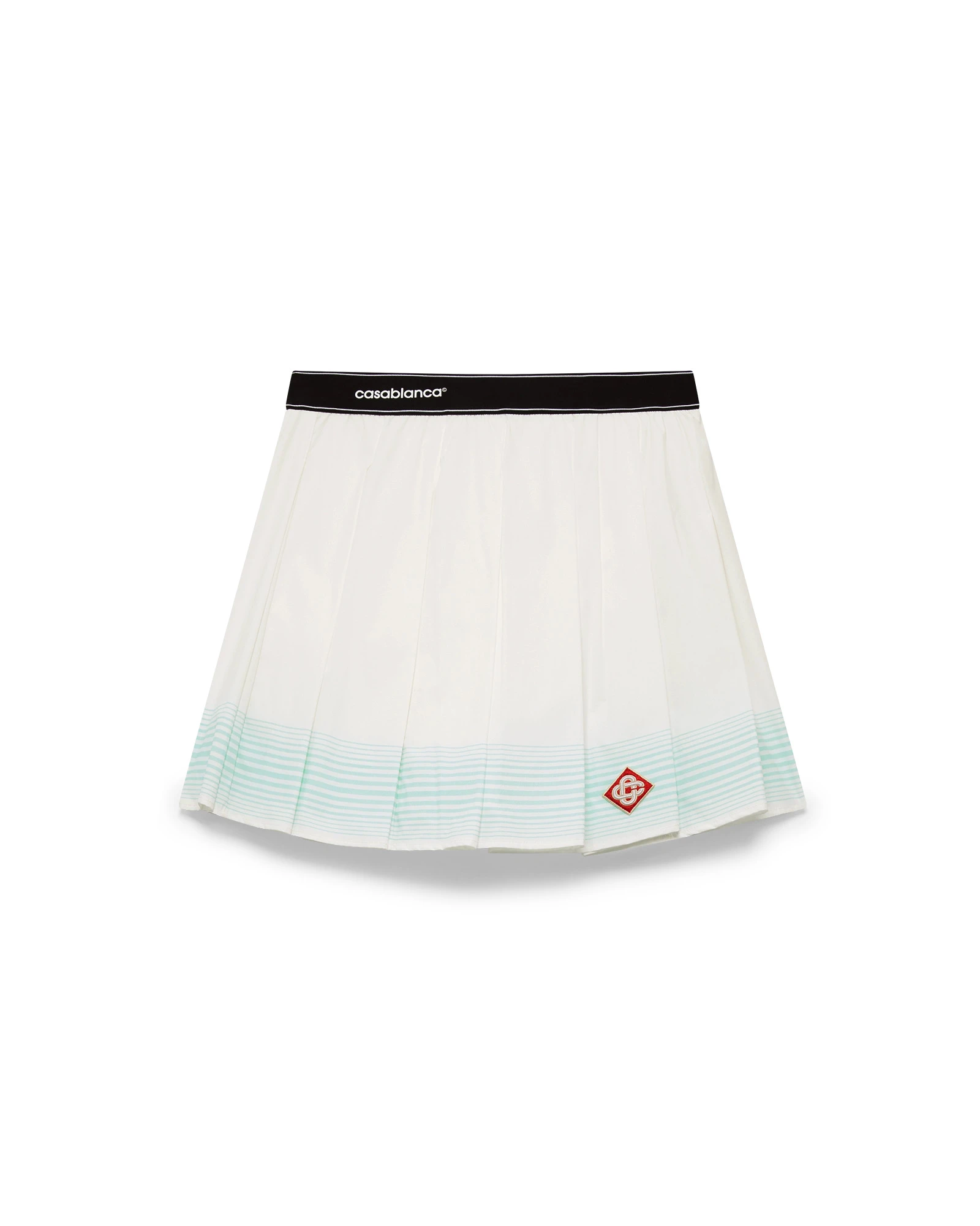 Casablanca White and Green Stripe Pleated Mini Skirt Casablanca White and Green Stripe Pleated Mini Skirt | Pleated Skirts | Luxury Shoes