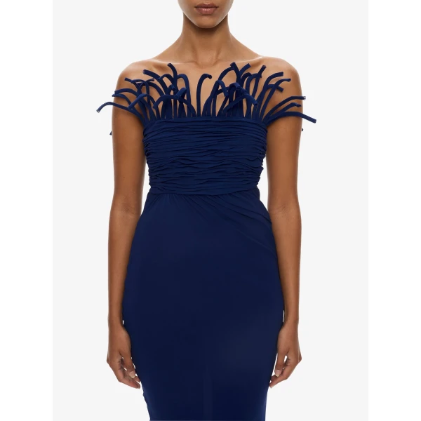 Christopher Esber Aira Corded Silk Dress in Ink | Maxi Dresses | Luxury Shoes 