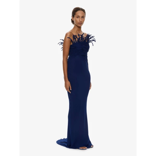 Christopher Esber Aira Corded Silk Dress in Ink | Maxi Dresses | Luxury Shoes 