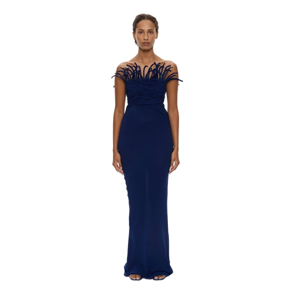 Aira Corded Silk Dress in Ink