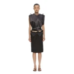 Christopher Esber Anais Lace Trimmed Tie Skirt in Dark Smoke | Skirts | Luxury Shoes 