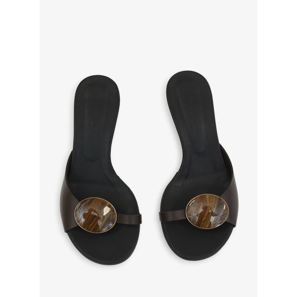 Christopher Esber Aura Quartz Kitten Mule in Carob | Mules | Luxury Shoes 