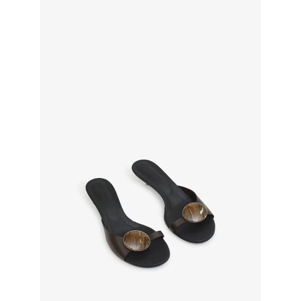 Christopher Esber Aura Quartz Kitten Mule in Carob | Mules | Luxury Shoes 