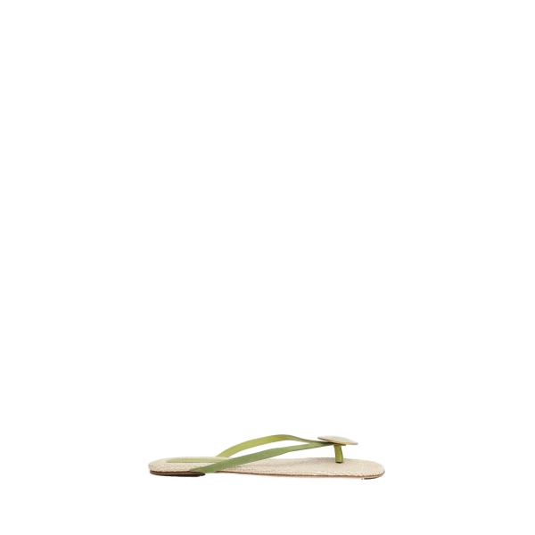 Christopher Esber Aura Quartz Raffia Flip Flop in Dypsis Green Natural | Flip Flops & Slides | Luxury Shoes 