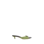 Christopher Esber Aura Quartz Suede Kitten Mule in Dypsis Green Carob | Mules | Luxury Shoes 