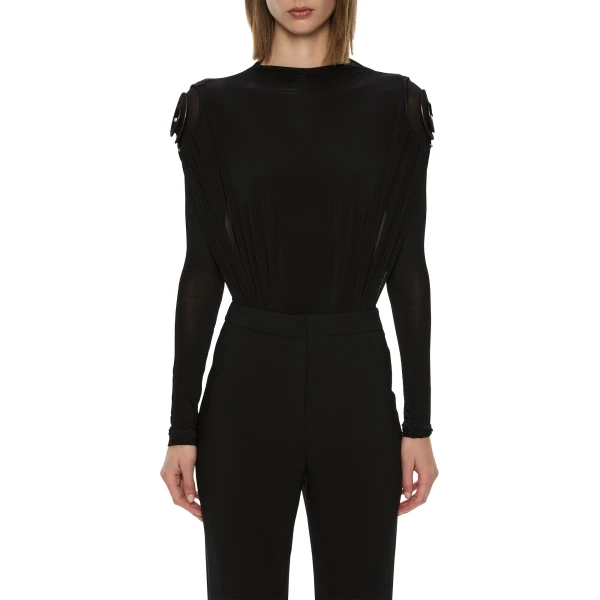 Aurelia Sculpted Spiral Bodysuit in Black