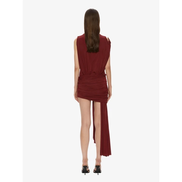 Christopher Esber Aurelia Sculpted Spiral Cascade Mini Dress in Wine | Mini Dresses | Luxury Shoes 
