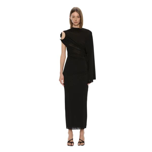 Aurelia Sculpted Spiral Drape Gown in Black