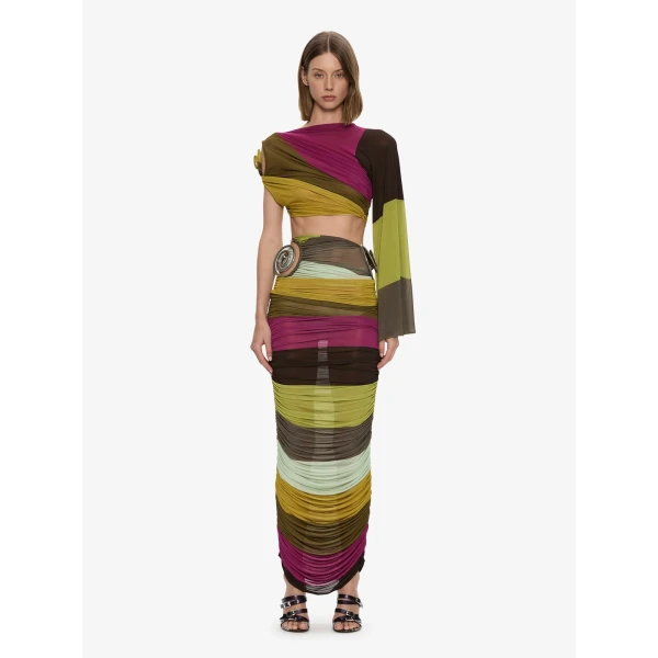 Christopher Esber Aurelia Sculpted Spiral Drape Top in Kaleido Stripe | Tops | Luxury Shoes 