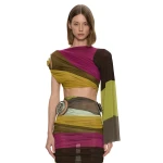 Christopher Esber Aurelia Sculpted Spiral Drape Top in Kaleido Stripe | Tops | Luxury Shoes 