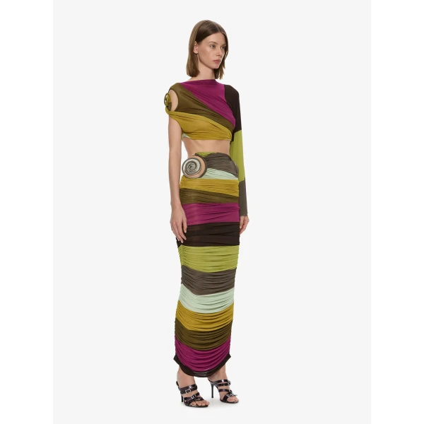 Christopher Esber Aurelia Sculpted Spiral Drape Top in Kaleido Stripe | Tops | Luxury Shoes 