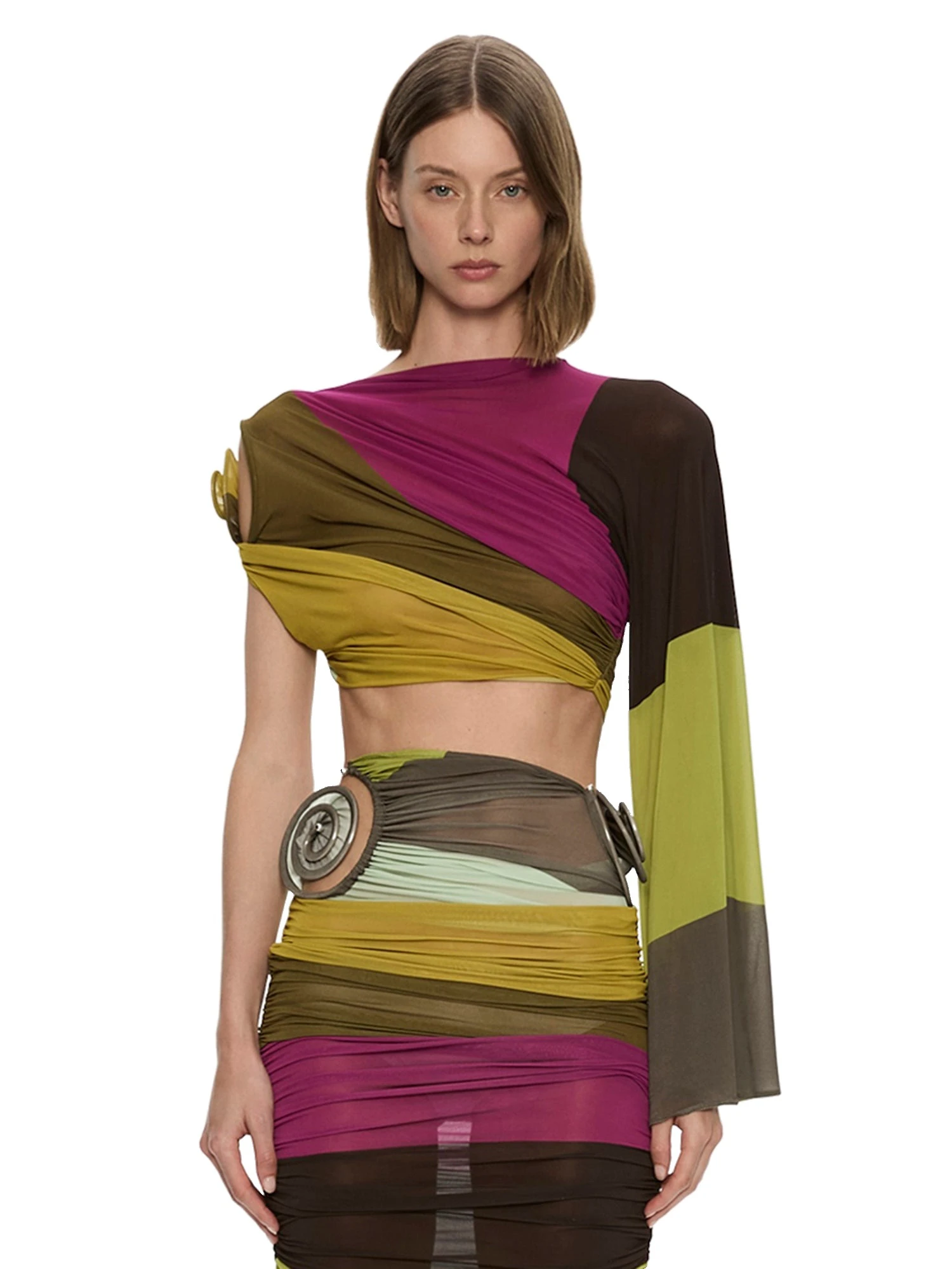 Christopher Esber Aurelia Sculpted Spiral Drape Top in Kaleido Stripe Christopher Esber Aurelia Sculpted Spiral Drape Top in Kaleido Stripe | Tops | Luxury Shoes