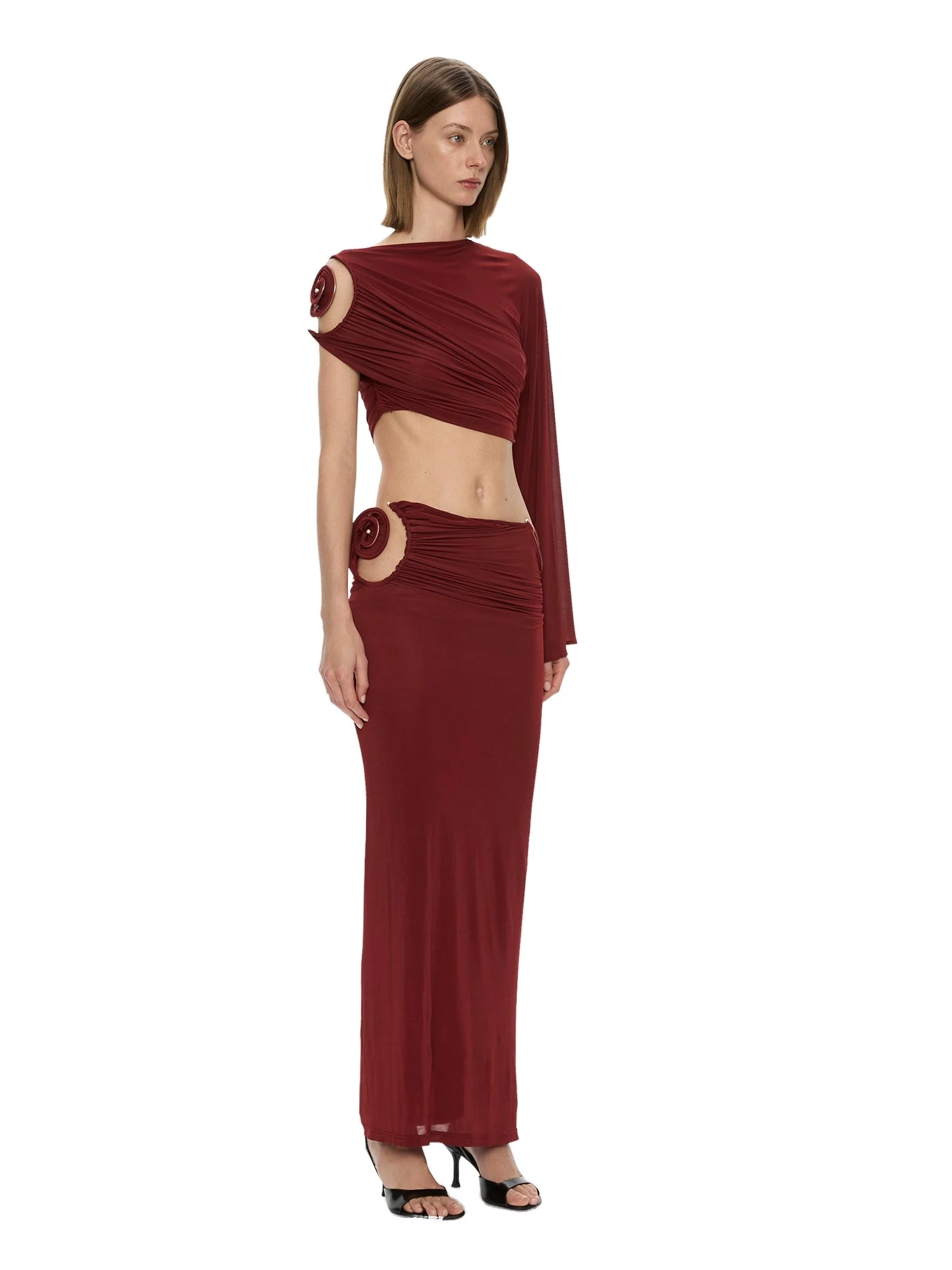 Christopher Esber Aurelia Sculpted Spiral Drape Top in Wine Christopher Esber Aurelia Sculpted Spiral Drape Top in Wine | Tops | Luxury Shoes