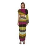 Christopher Esber Aurelia Sculpted Spiral Gathered Skirt in Kaleido Stripe | Skirts | Luxury Shoes 