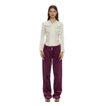 Christopher Esber Ava Sateen Corduroy Jean in Plum | Pants | Luxury Shoes 