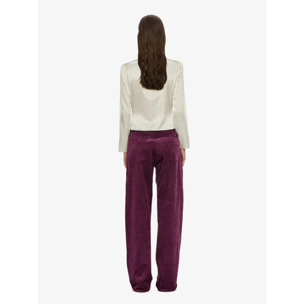 Christopher Esber Ava Sateen Corduroy Jean in Plum | Pants | Luxury Shoes 