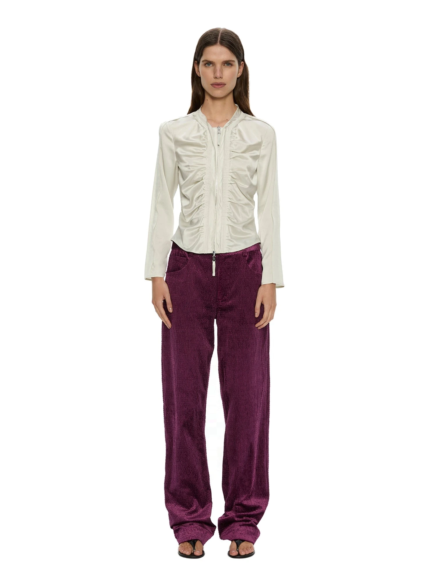 Christopher Esber Ava Sateen Corduroy Jean in Plum Christopher Esber Ava Sateen Corduroy Jean in Plum | Pants | Luxury Shoes