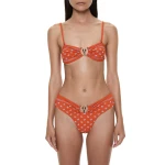 Christopher Esber Bandana Ruched Orbit Bandeau in Carnelian Bandana Print | Bikini | Luxury Shoes 