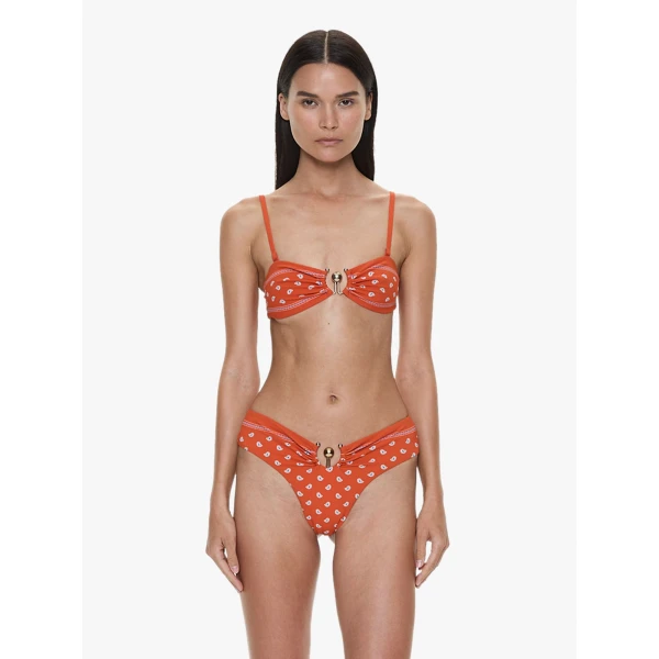 Christopher Esber Bandana Ruched Orbit Brief in Carnelian Bandana Print | Bikini | Luxury Shoes 