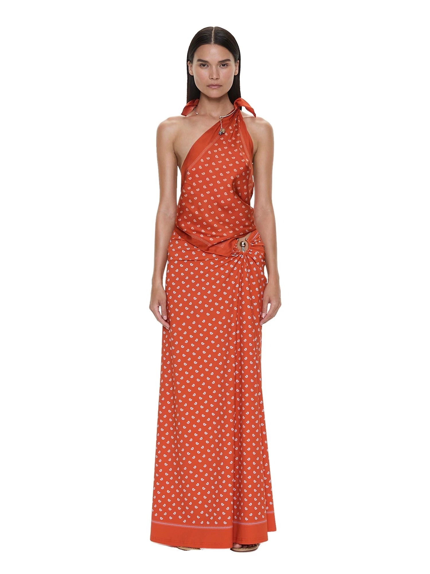 Christopher Esber Bandana Ruched Orbit Skirt in Carnelian Christopher Esber Bandana Ruched Orbit Skirt in Carnelian | Skirts | Luxury Shoes