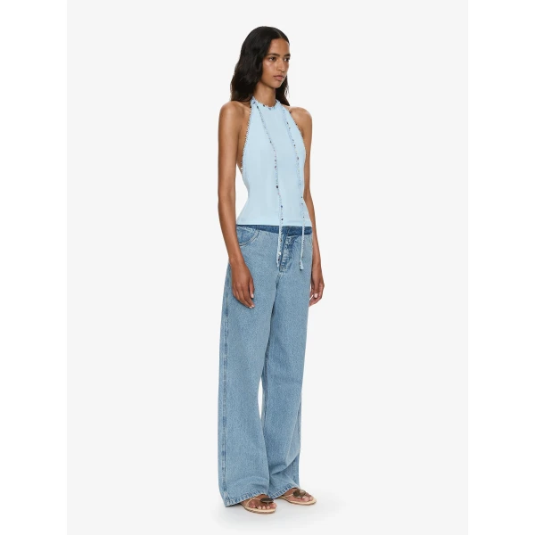 Christopher Esber Beach Quartz Halter Lycra Top in Lago Blue | Bikini | Luxury Shoes 