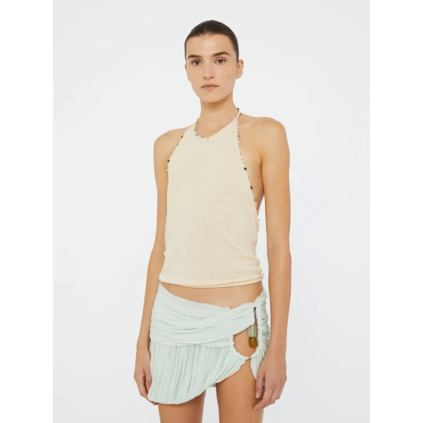 Christopher Esber Beach Quartz Halter Tank in Bone | Bikini | Luxury Shoes 