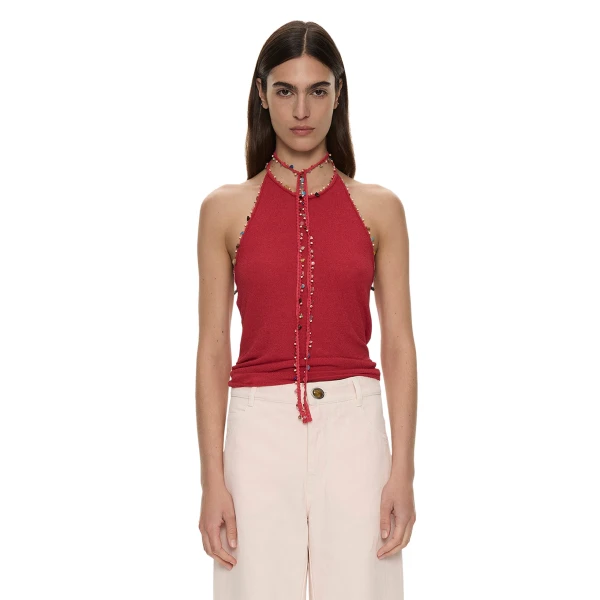Christopher Esber Beach Quartz Halter Tank in Red | Bikini | Luxury Shoes 