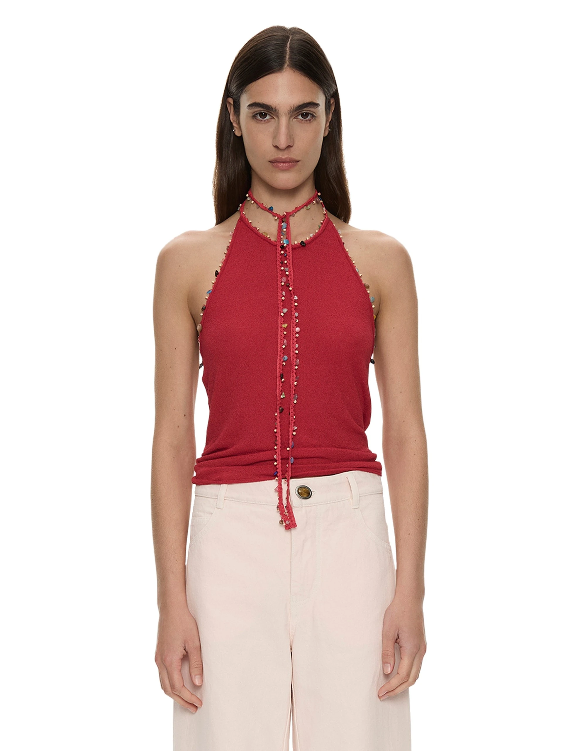 Christopher Esber Beach Quartz Halter Tank in Red Christopher Esber Beach Quartz Halter Tank in Red | Bikini | Luxury Shoes