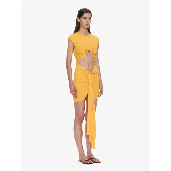 Christopher Esber Bezel Quartz Disconnect Short Sleeve Mini Dress in Valencia | Mini Dresses | Luxury Shoes 