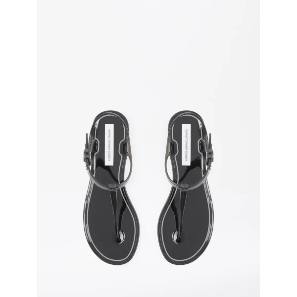 Christopher Esber Billi T-Bar Flat in Black | Flats | Luxury Shoes 