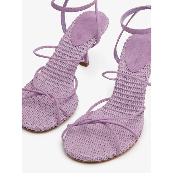 Christopher Esber Blaze Raffia Suede Heel in Chalky Pink | Heels | Luxury Shoes 
