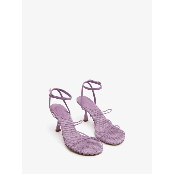 Christopher Esber Blaze Raffia Suede Heel in Chalky Pink | Heels | Luxury Shoes 