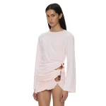 Christopher Esber Bree Quartz Long Sleeve Tee in Airbag Pink | T-shirts | Luxury Shoes 