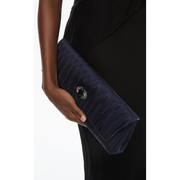 Christopher Esber Buki Moire Clutch in Ink | Clutch Bags | Luxury Shoes 