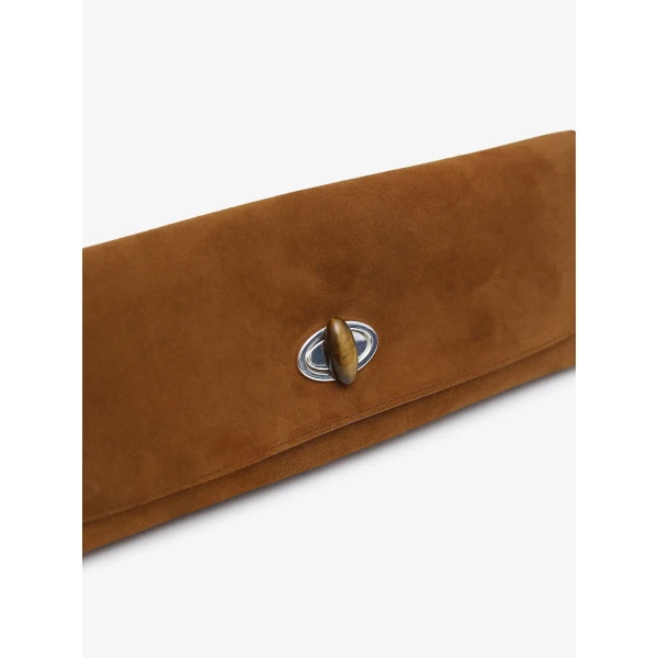 Christopher Esber Buki Suede Clutch in Russet | Clutch Bags | Luxury Shoes 