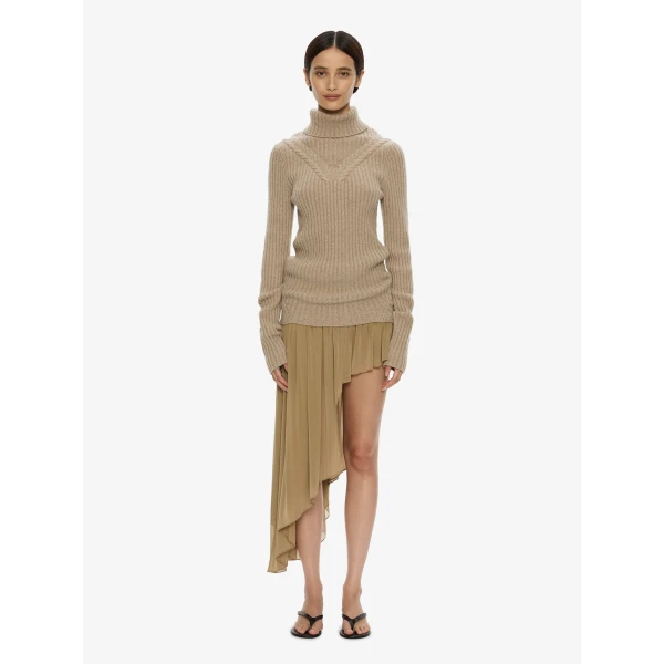 Christopher Esber Caia Cable Knit Turtleneck in Jute | Sweaters | Luxury Shoes 