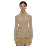 Christopher Esber Caia Cable Knit Turtleneck in Jute | Sweaters | Luxury Shoes 