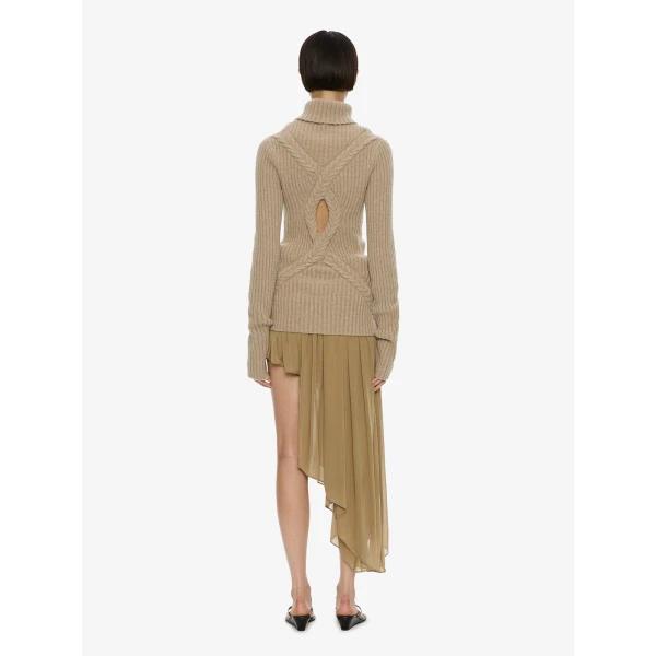 Christopher Esber Caia Cable Knit Turtleneck in Jute | Sweaters | Luxury Shoes 