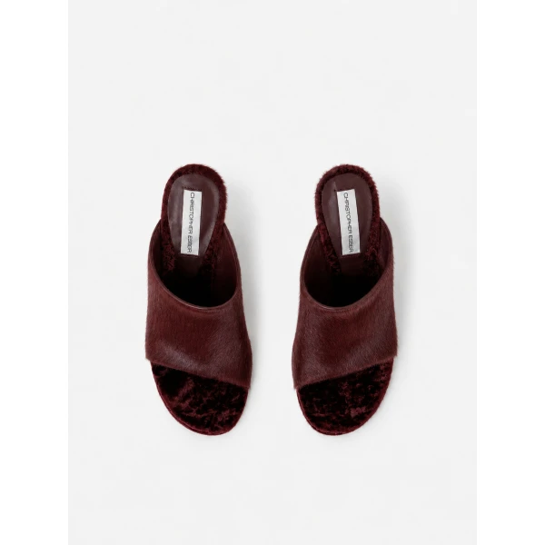 Christopher Esber Carla Haircalf Mule in Barolo | Mules | Luxury Shoes 