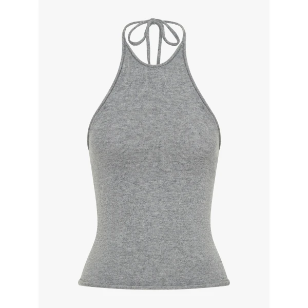 Christopher Esber Cashmere Rae Halter Tank in Grey Marle | Sleeveless | Luxury Shoes 