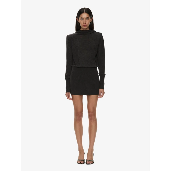 Christopher Esber Cesura Cowl Sweater Dress in Carbon | Mini Dresses | Luxury Shoes 